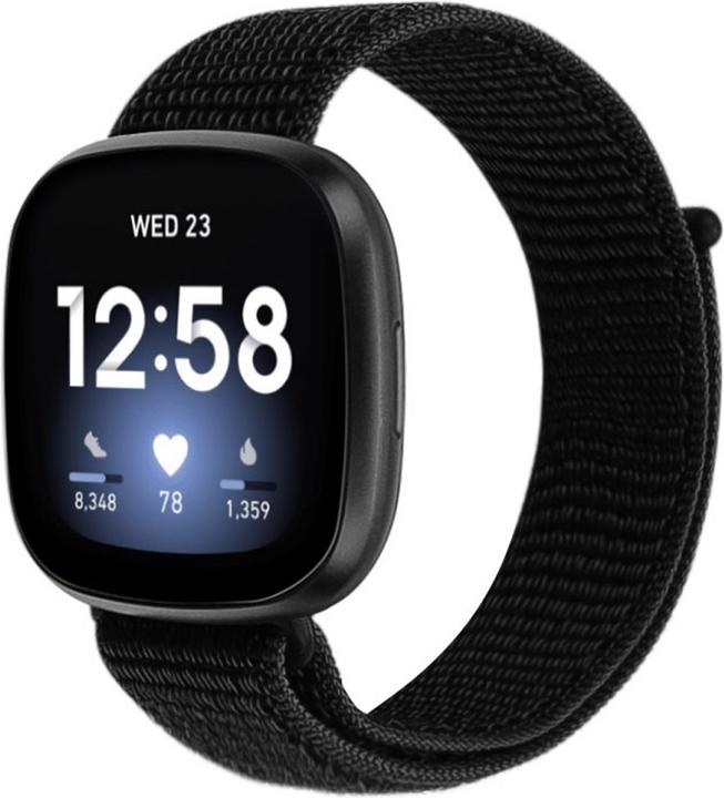Produktbild Cover-Discount Fitbit Versa 3 / Sense - Nylon Armband Klettverschluss schwarz (Nylon)