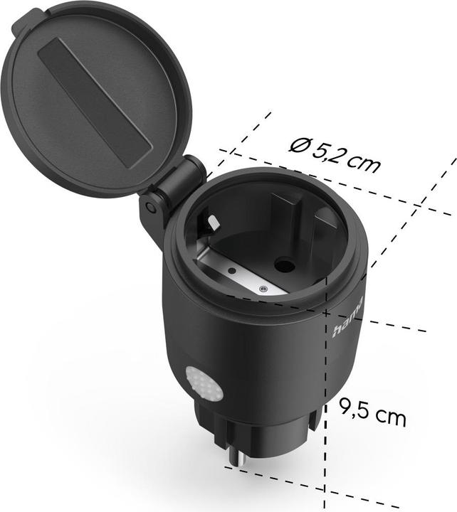 Actual product image Hama Smart WLAN socket outlet, for outdoors IP44, Matter, power consumption meter, 2,300W