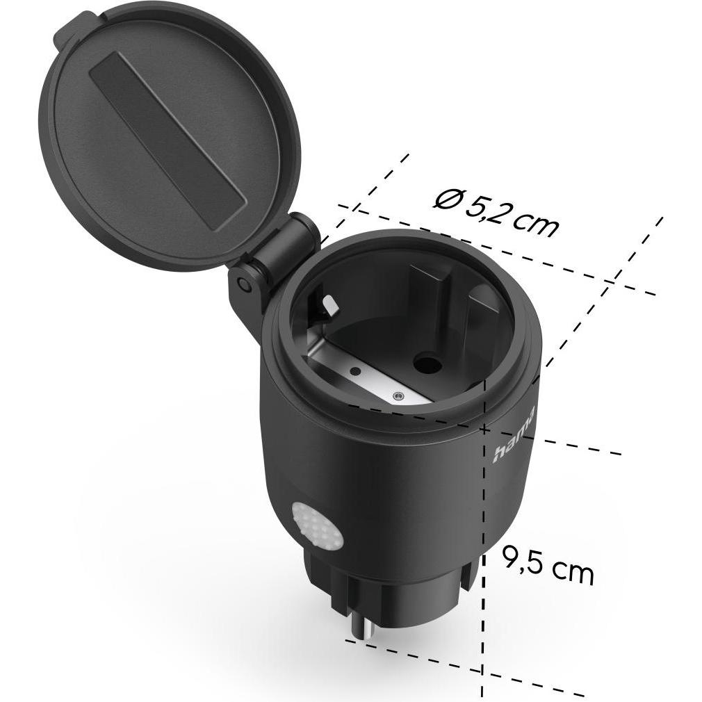 Hama, Spina intelligente, Presa di corrente WLAN intelligente, per esterni IP44, Matter, misuratore di consumo, 2.300W