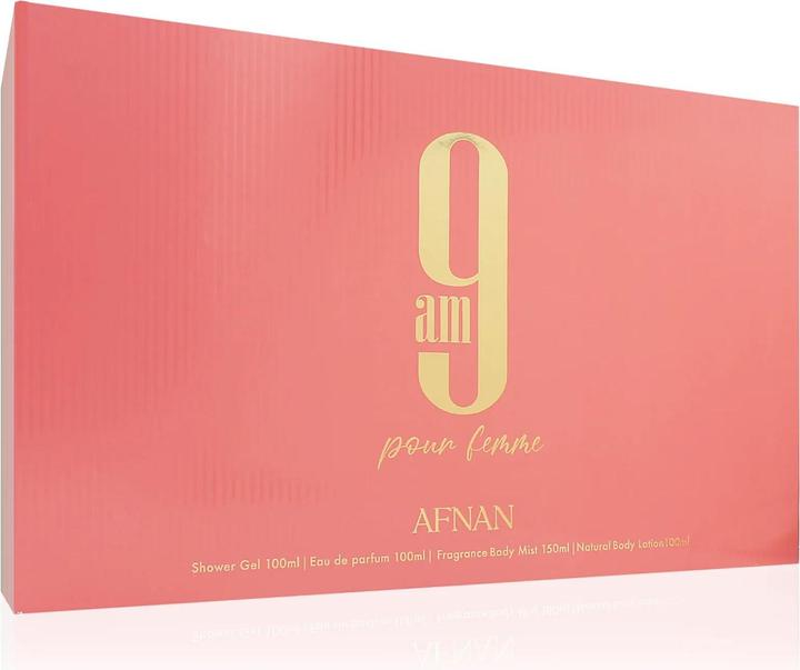 Actual product image Afnan 9 am Pour Femme EDP 100ml SG 100ml Bodyspray 150ml BL 100ml - Pack of 4 (Eau de parfum, 100 ml)