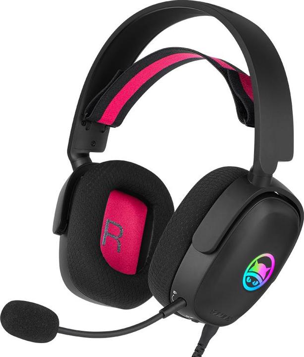 Actual product image Gamiac HS71 - Black - 7.1 surround USB Headset, 50mm driver, RGB light, 290g (Cable)