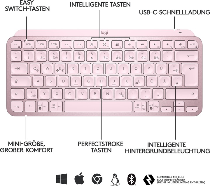Produktbild Logitech MX Keys Mini (DE, Kabellos)