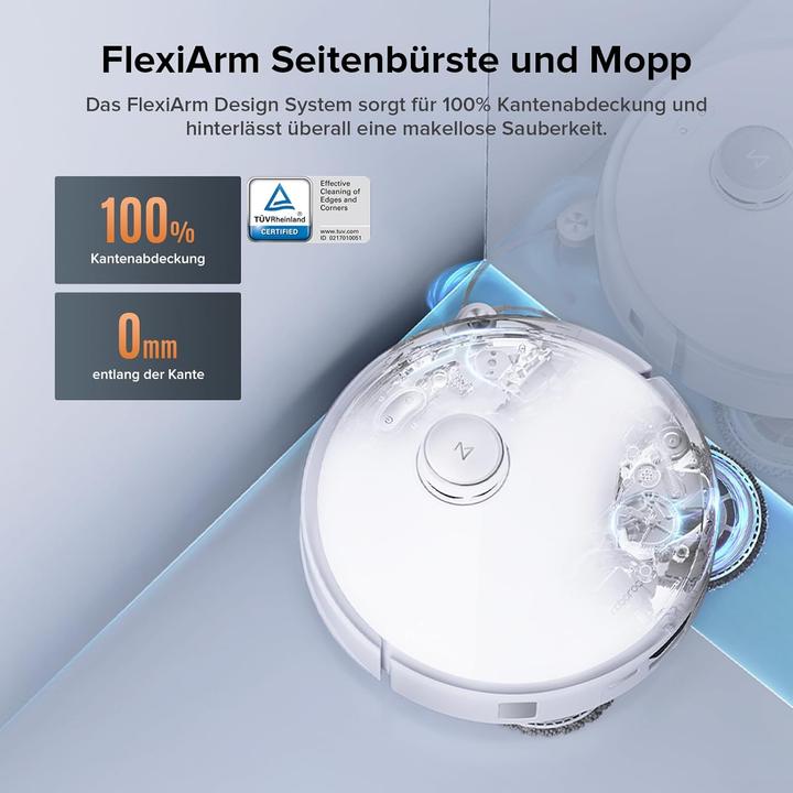 Produktbild Roborock Qrevo Edge S5A Saugroboter mit Wischfunktion,Dual Anti-Tangle-System,17000Pa,FlexiArm,Weiss (17000 Pa, Wischpads (rotierend))