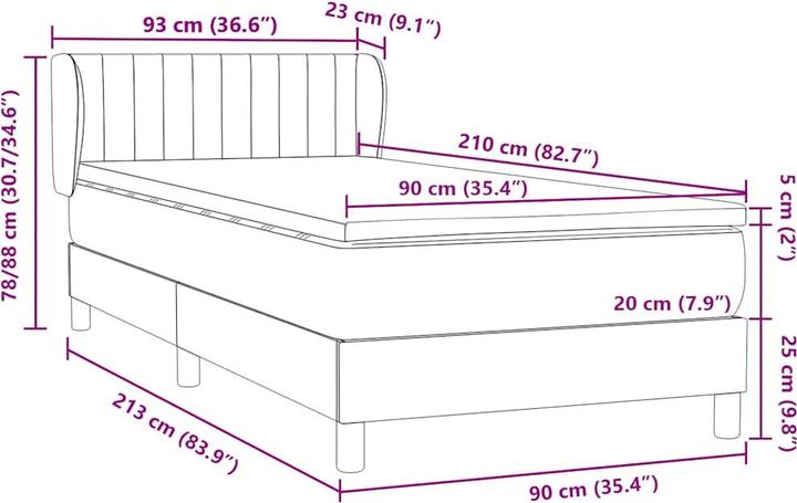 Produktbild vidaXL Boxspringbett (90 x 210 cm)