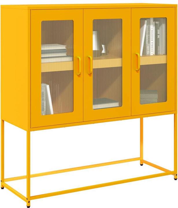 Actual product image vidaXL Sideboard mustard yellow 100.5x39x107 cm Cold-rolled steel chest of drawers Cabinet (100.5 x 39 x 107 cm)