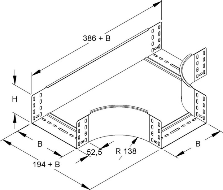 Actual product image Niedax NIE RTS110.300F T-piece 110x302mm with unhinged side rails, hot-dip galvanised. (11 cm)