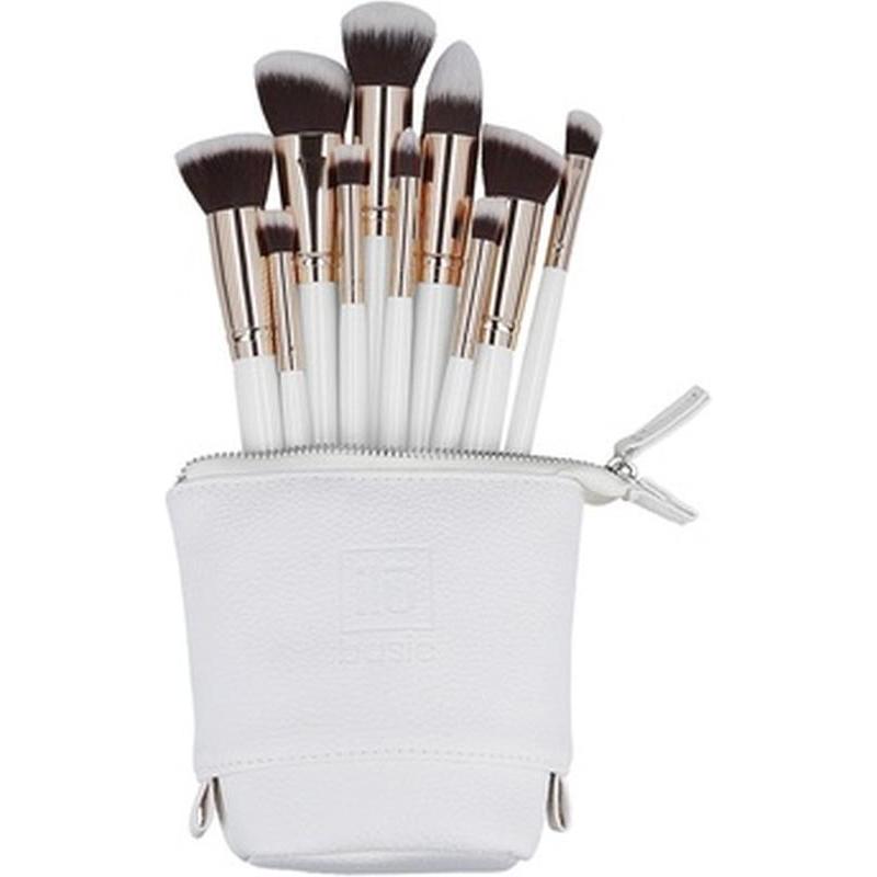 Ilu Bianco Pennello Make-Up, Basic Set 10 Pennelli Da Trucco Con Borsa Bianca (Set)