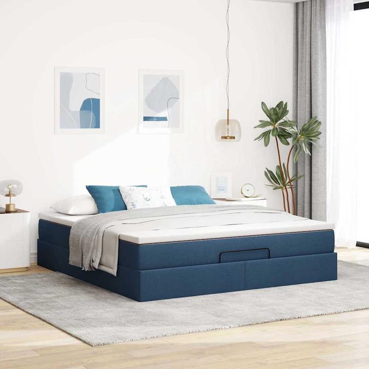 Actual product image vidaXL Ottoman bed with mattress light grey 90x200 cm fabric (90 x 200 cm)