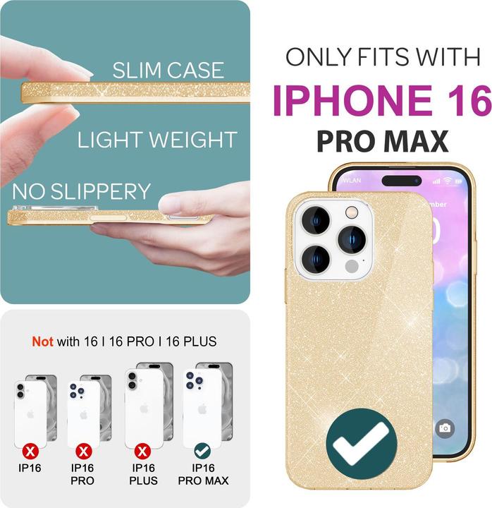 Produktbild Nalia Glitzer Hybrid Hülle (Apple iPhone 16 Pro Max)