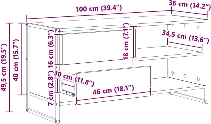 Actual product image vidaXL TV-Schränk (100 x 36 x 49.50 cm)
