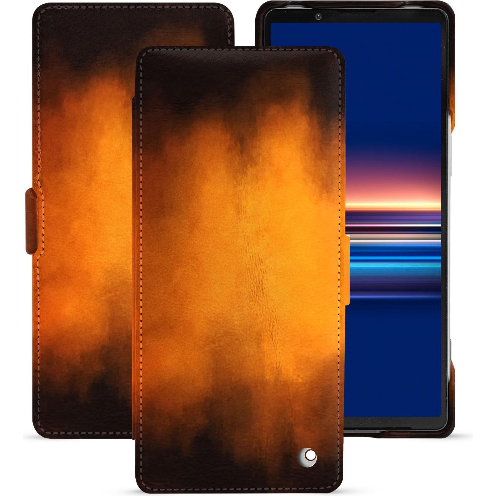 Noreve Lederschutzhülle horizontal (Sony Xperia 5 V), Smartphone Hülle, Violett