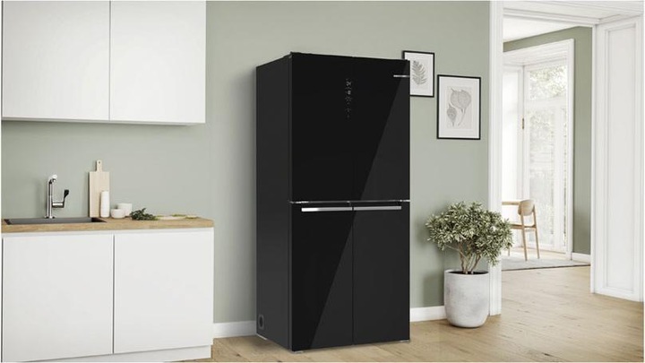 Actual product image Bosch Hausgeräte Series 4, multi-door fridge-freezer, glass front, 189.5 x 85.5 cm, black, KMC85LBEA (547 l)
