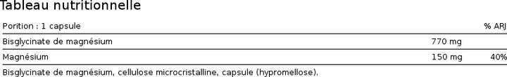 Valori nutrizionali e ingredienti ESN Magnesio (1 Pezzo/i, Pillole, 165 g)