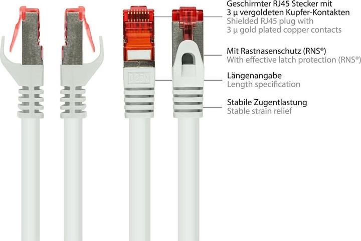 Produktbild Varia SO-36402 - Patchkabel Cat.6a, S/FTP, 0.15m, weiss (S/FTP, CAT6a, 0.15 m)