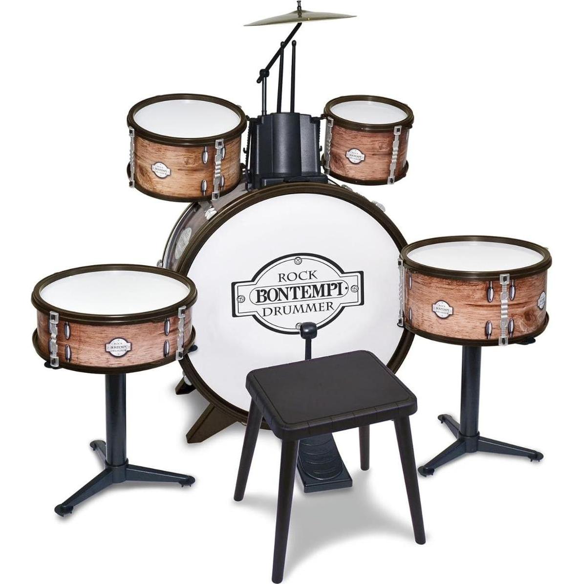 Bontempi Batteria Grancassa 6 elementi, con sgabello e 2 bacchette