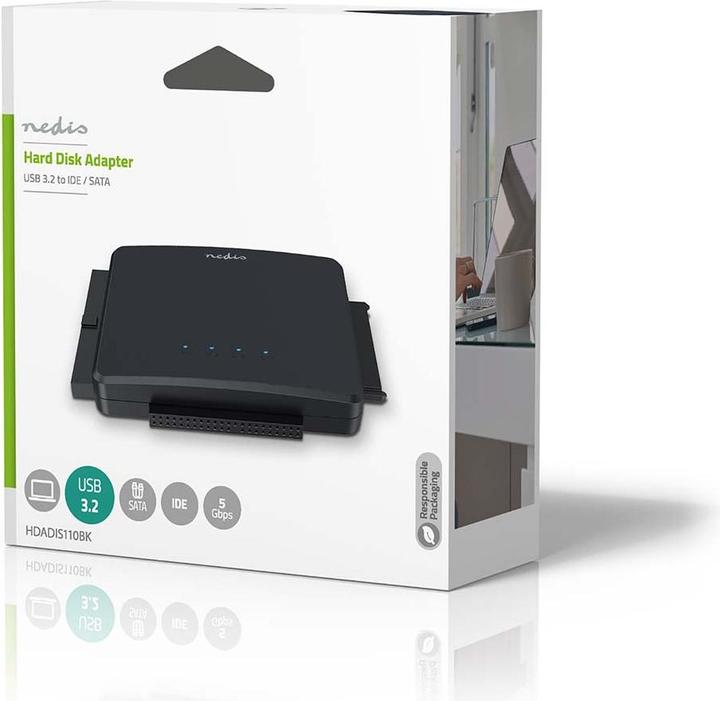 Actual product image Nedis Hard drive adapter | USB 3.2 Gen1 | 2.5 / 3.5 " | IDE + SATA | mains power supply