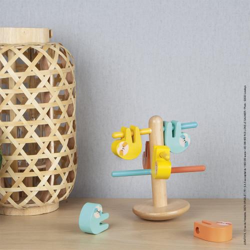 Actual product image Janod Stacking toy balance and color game sloth wood