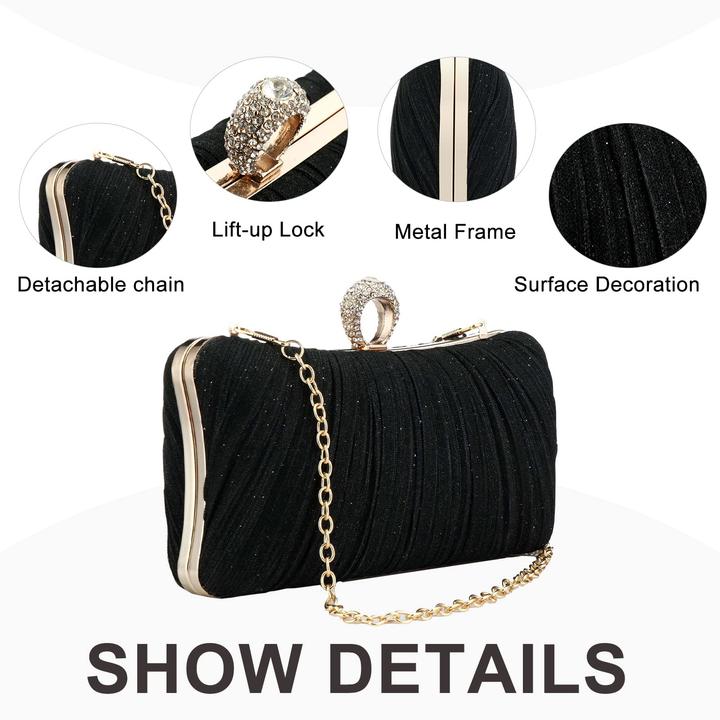 Produktbild Only-Bags.Store Kleine Abendtasche, Glitzerclutch, Geldbörse mit abnehmbarer Kette