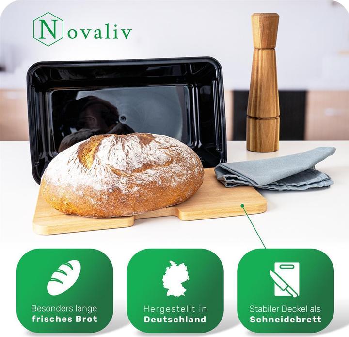 Produktbild Novaliv Brotkasten Plastik mit Deckel 32x20x16,5cm Dose für Brot Brotkasten Kunststoff