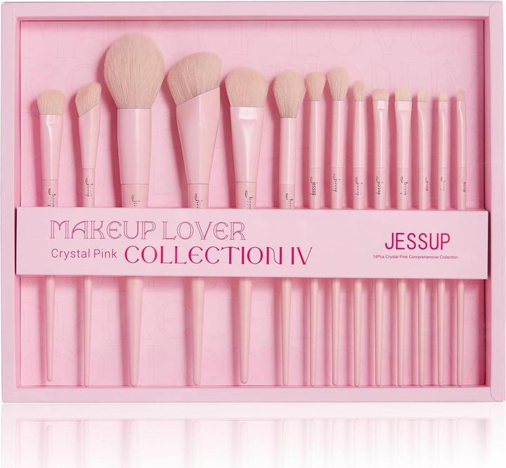 Jessup Pink Makeup Brush Gift Set Soft Vegan Hair for Women (Set)