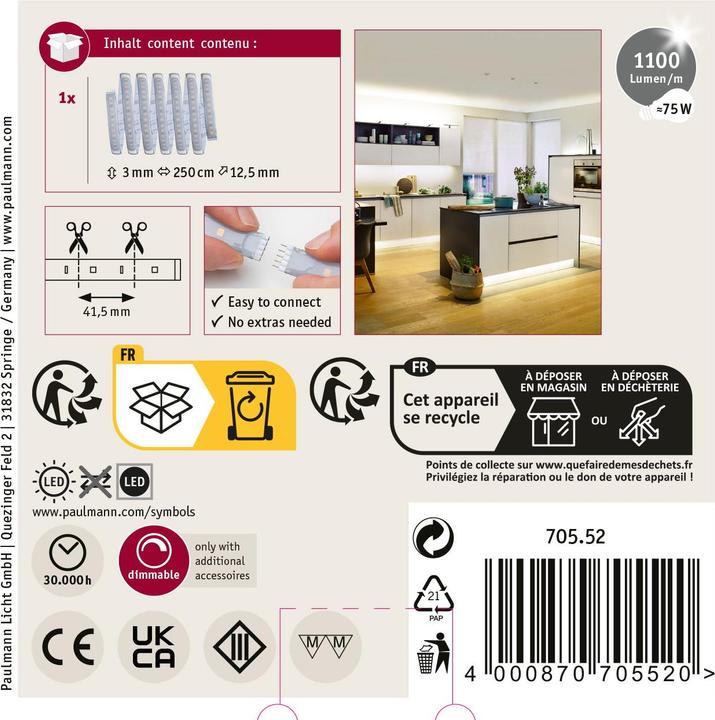 Image du produit Paulmann MaxLED 1000 Stripe (Blanc chaud, 250 cm, Intérieur)