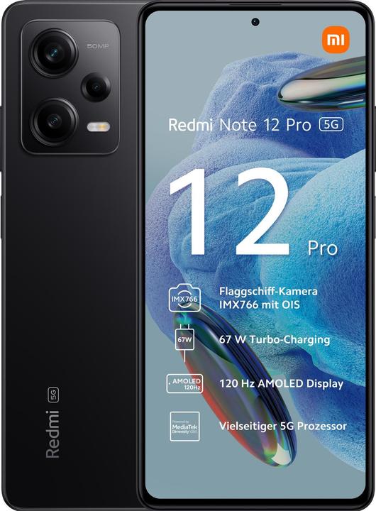 Image du produit Xiaomi Redmi Note 12 Pro 5G (128 Go, Midnight Black, 6.67", Double SIM, 5G)