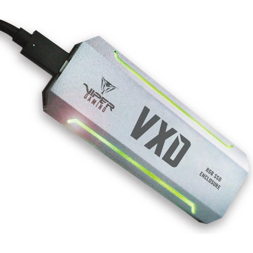 Patriot ext Speichergehï¿½use fï¿½r NVMe SSD USB 3.2 RGB (M.2), Festplattengehäuse, Silber