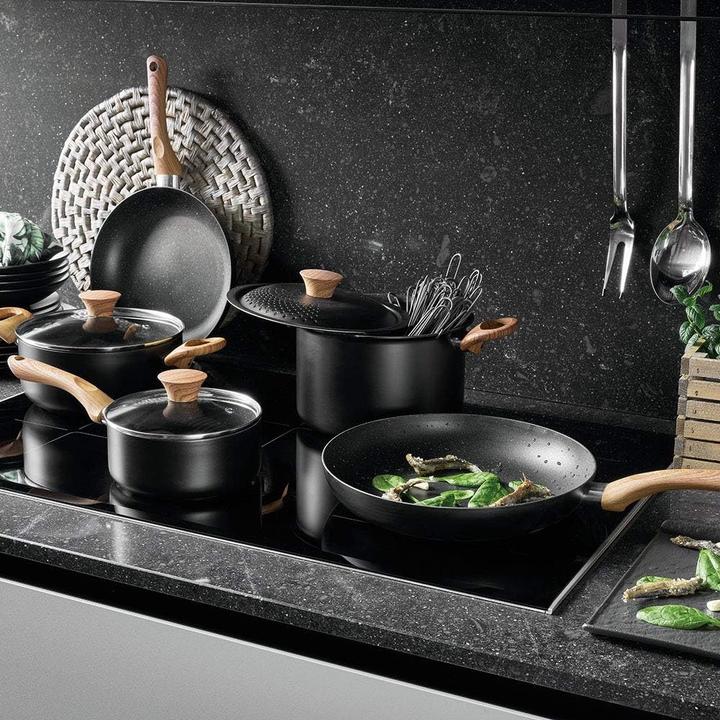 Produktbild Tognana Porzellan Rock in Wood Kochgeschirr Set 8tlg. (Bratpfanne, Kochtopf, Pfannenset + Topfset, Aluminium)