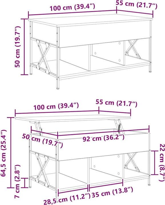 Immagine prodotto vidaXL Couchtisch (100 x 55 x 50 cm)