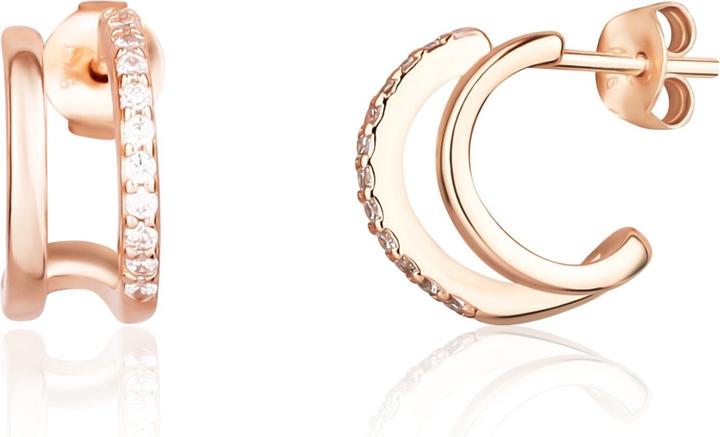 Actual product image JVD Charming bronze hoop earrings with zircons SVLE1623X61RO00