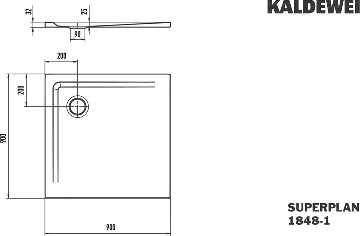 Produktbild Kaldewei SUPERPLAN 1848-1, Duschwanne, 90x90cm