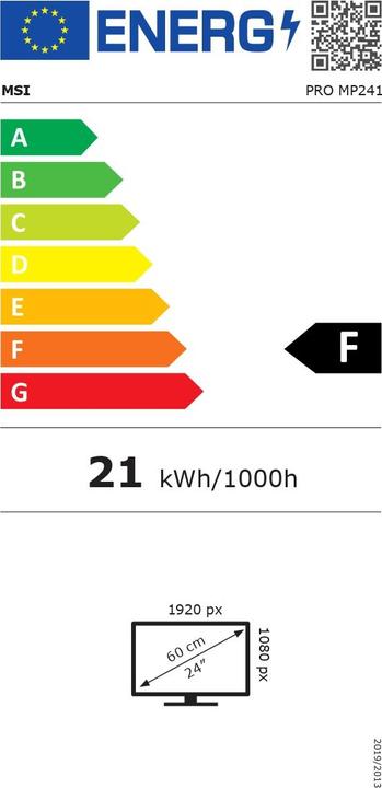 Label énergétique MSI PRO MP2412DE (1920 x 1080 pixels, 23.80")