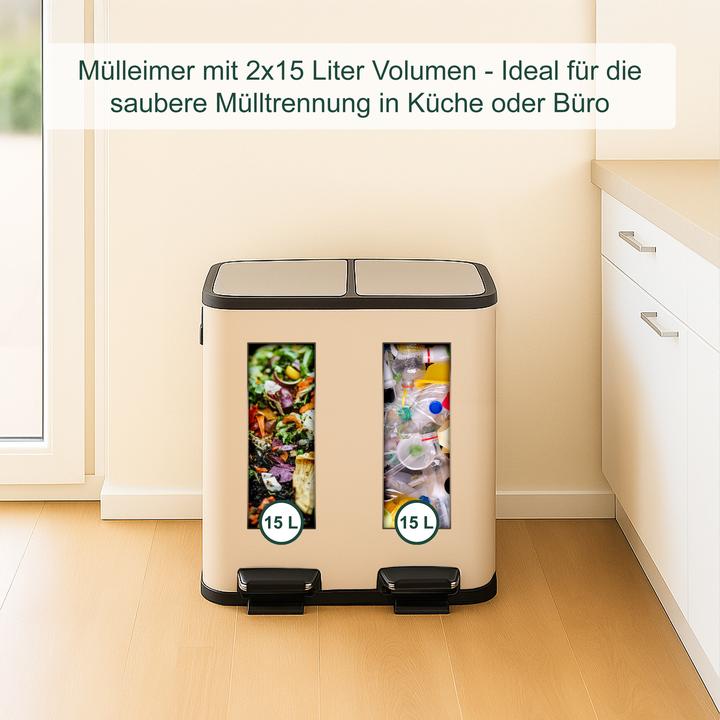 Immagine prodotto Relaxdays Mülleimer Küche 2x 15 Liter (30 l)