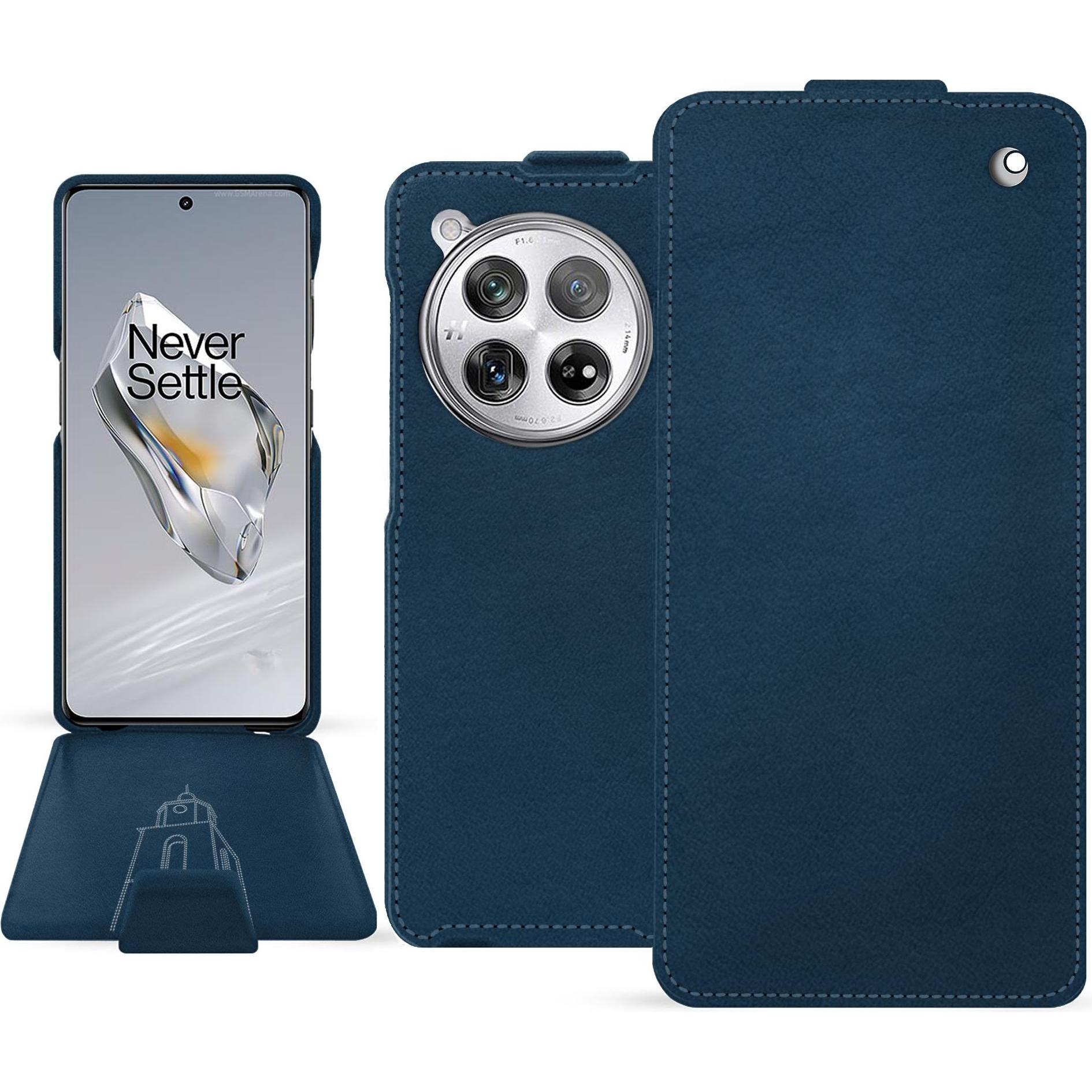 Noreve Lederschutzhülle vertikal (OnePlus 12), Smartphone Hülle, Blau