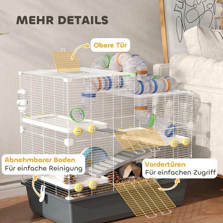 Actual product image PawHut Hamsterkäfig Metall, Kunststoff Grau