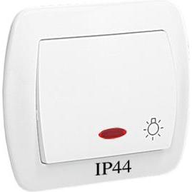 Kontakt Kontakt-Simon Przycisk światło AKORD IP44 z podświetleniem biały, Pulsante + Interruttore, Bianco