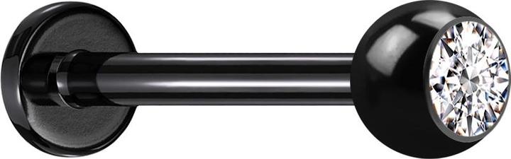 Immagine prodotto Star Piercing Labret Micro Threadless nero con cristallo a sfera argento (Acciaio chirurgico 316L)
