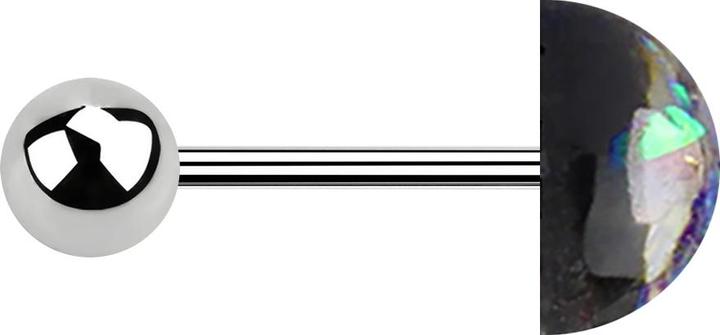 Actual product image Star Piercing Micro Barbell silber mit Kugel und glitter Kuppel dunkelgrün (without brass, Surgical steel 316L, Plastic)