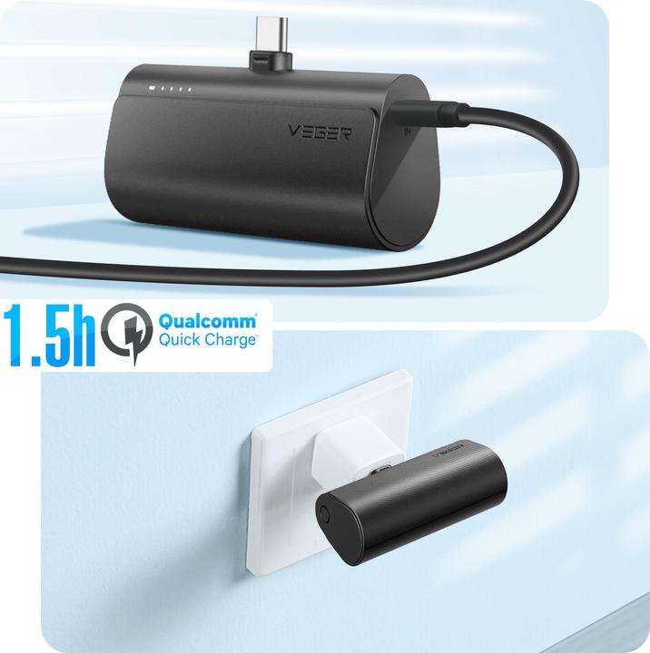Image du produit Veger PlugOn Powerbank type-C - 5000mAh (5000 mAh, 20 W, 18.50 Wh)