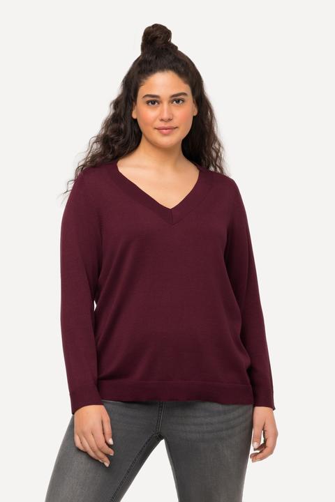 Produktbild Ulla Popken Pullover, V-Ausschnitt, Langarm, weicher Feinstrick (50, 52)