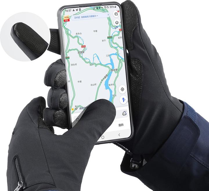 Produktbild Hurtel Rutschfeste Winter-Handy-Sporthandschuhe (Grösse L) – schwarz (L)