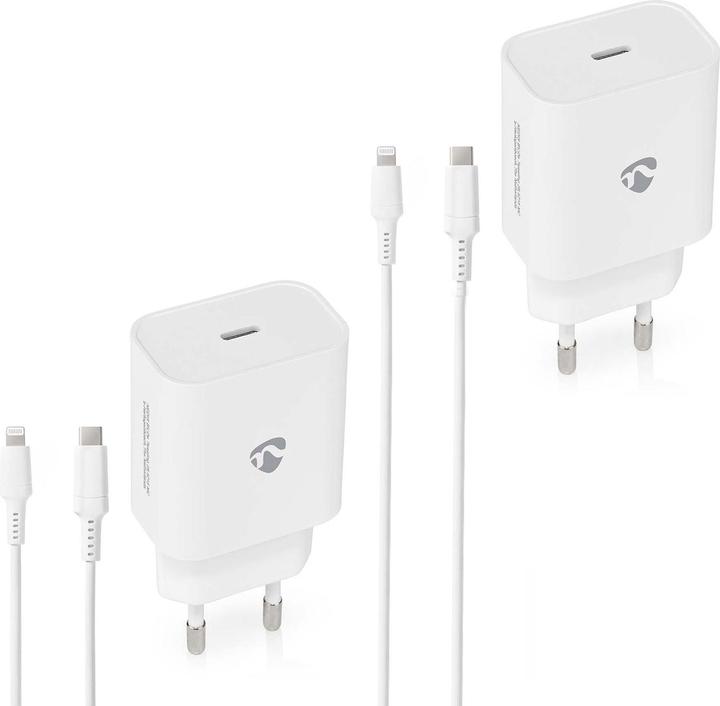 Produktbild Casativo 2er-Set USB C Ladegerät mit Lightning 8-Pin Ladekabel, 1m, Schnellladefunktion für iPhone (20 W)