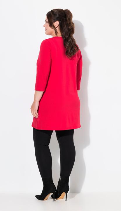 Immagine prodotto Ulla Popken Maglia dal taglio lungo e svasato con cuciture decorative, scollo a V e maniche a 3/4 (46, 48)
