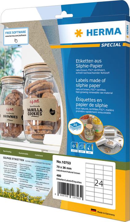 Produktbild HERMA Graspapier Adressetiketten A4