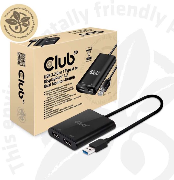 Produktbild Club 3D CSV-1477 USB A auf DisplayPort (DP, 9.30 cm)