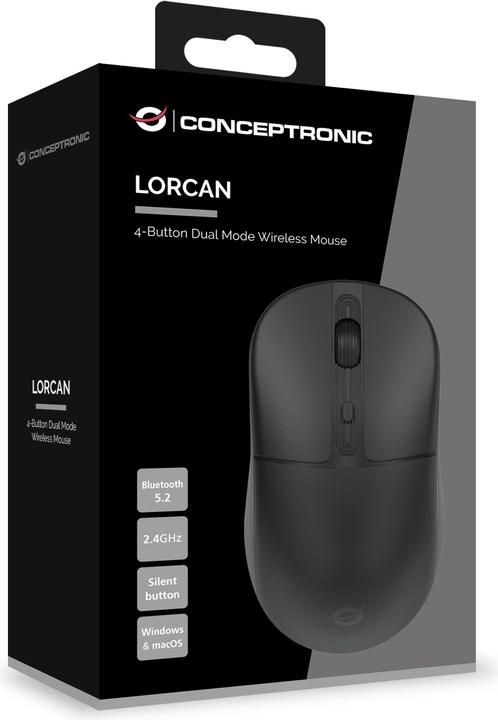 Productafbeelding Conceptronic LORCAN04B Ergonomische Bluetooth muis met 4 knoppen (Draadloze)