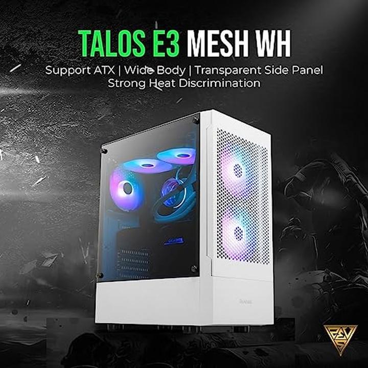 Productafbeelding Gamdias Boitier Moyen Tour ATX Talos E3 Mesh RGB met vitrines (Blanc) (ATX, mATX, Mini-ITX)