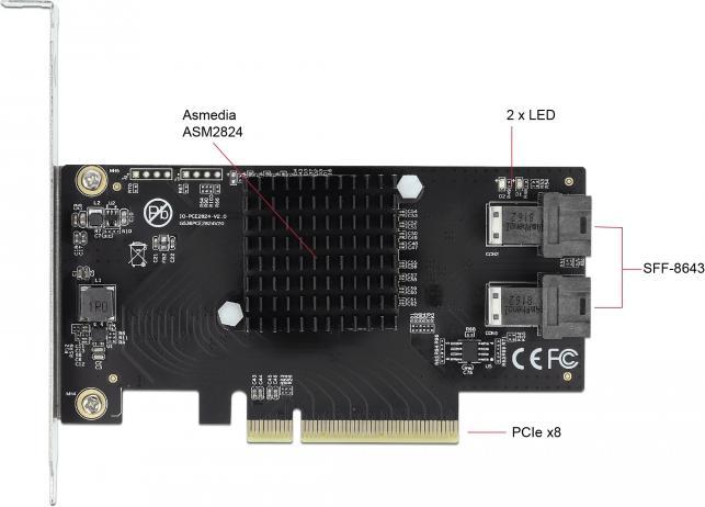Produktbild Delock Host Bus Adapter PCIe-x8 - 2x U.2 SFF-8643 NVMe