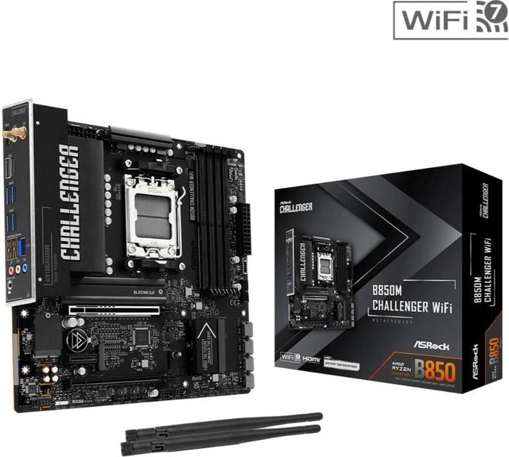 Productafbeelding AsRock MB AMD AM5 B850M Challenger WiFi (AM5, AMD B850, Micro ATX (mATX))