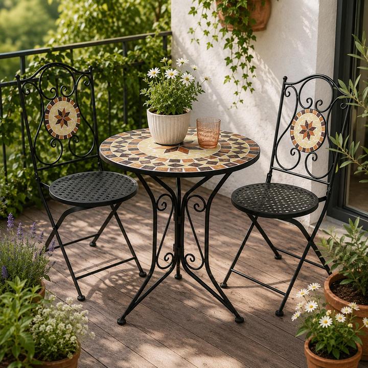 Produktbild HTI-Living Gartenstuhl 2er-Set Metall Schwarz Kairo